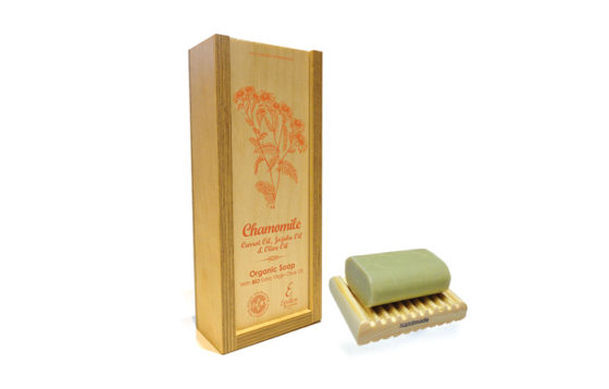 Handmade Organic olive oil soap with chamomile, carrot oil and jojoba oil.