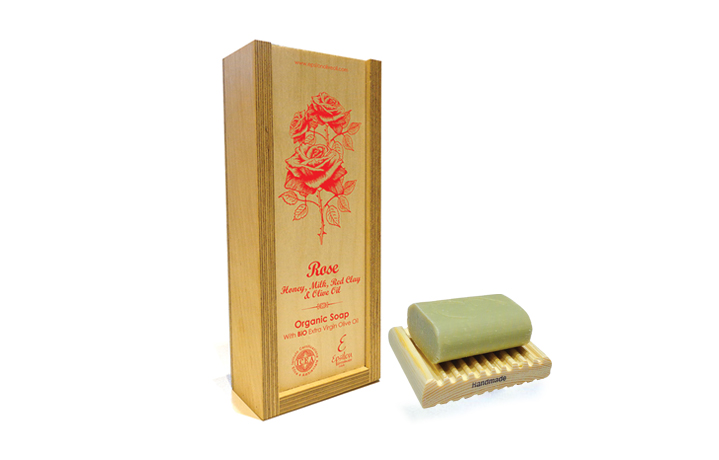 Handmade Organic olive oil soap with chamomile, honey, milk and red clay.