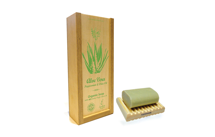 Handmade Organic olive oil soap with aloe vera and peppermint.